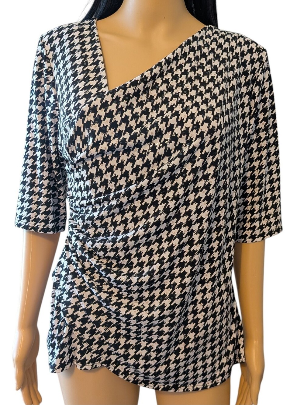 MSK Black & White Checkered Glimmer Shirt